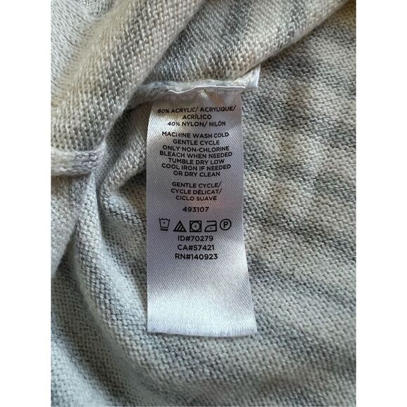 Loft Off White Blue Gray Stripe Crewneck Sweater Women's Large - Picture 5 of 7